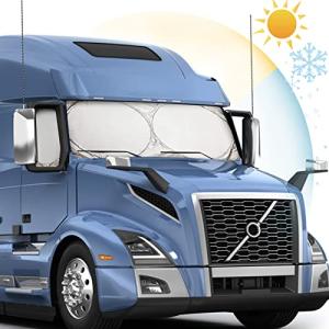 Semi-Truck Sun Shade for Windshield and Side Window | 300T Sunshade Maximum Coverage | Block Sun Heat Rays | Keep Warm in Winter for Semi, Commercial & Big Rig Truck, RV, Boat