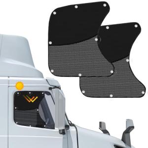 Upgraded 2PCS Side Window Sunshades for Semi Truck,Half Shade/Half See-Through Semi Truck Side Window Sun Blocker,UV Protection Semi Trucks Window Shade with Suction Cups Fixed