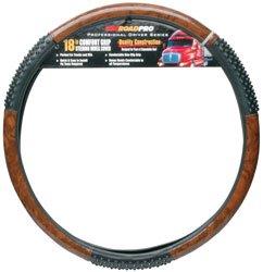 RoadPro RPSW-3003 18 Inch Black/Wood Grain Comfort Grip Steering Wheel Cover