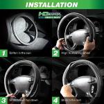 HD Driven SWC Premium Black Leather Steering Wheel Cover with Massage Grip – 18” Diameter for Semi-Trucks, Ribbed Rubber Core & High-Performance Leather, Vehicle Accessories