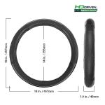 HD Driven SWC Premium Black Leather Steering Wheel Cover with Massage Grip – 18” Diameter for Semi-Trucks, Ribbed Rubber Core & High-Performance Leather, Vehicle Accessories
