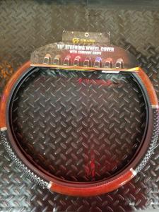18" steering wheel cover dark wood w/black hand grips truck semi universal 54041