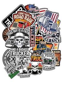 (16 pcs) 5 INCH Truck Driver Stickers Trucker Decals, Funny Truck Driver Multiple Different Design, Waterproof, UV- Resistant, Suitable for Tumbler, Laptop, Car, Window (TRUCKER2)