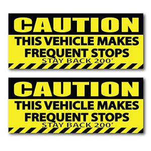 Caution This Vehicle Makes Frequent Stops Stickers Stay Back Bumper Sticker 200 Feet, Delivery Sticker for Drivers, Sign for Car or Dump Truck Decal