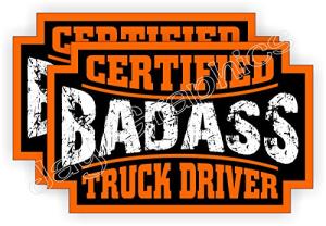 (2) Badass TRUCK DRIVER Hard Hat Stickers | Bad Ass Motorcycle Helmet Decals | Laborer Foreman Bossman Worker Construction Trucker Semi Dump Truck Labels Badges