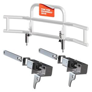 Mockins 2019 Peterbilt 386 & 587 Bumper Guard Mounting Bracket Set | Heavy-Duty All-Weather Folding Front Bumper Bracket w/Hardware Included to Attach Deer Guard for Peterbilt Semi Truck Models