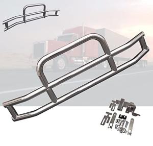 QSC Truck Parts Polished Stainless Steel Deer Bumper Guard w/Bracket Compatible with Volvo VNL 04-17
