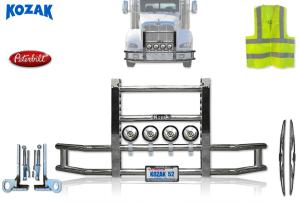 Full Bumper Grille Deer Brush Moose Guard For Peterbilt 386 Semi Trucks + SET