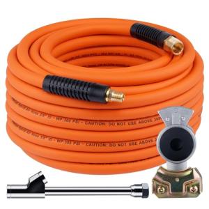 Dazakoot Truck Tire Inflator Kit, 3/8” x 50FT Hybrid Air Hose with 1/4" Chuck and 1/2" NPT Universal Gladhand Connection (350PSI Max Working Pressure)