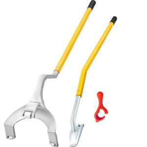 Vevor Mophorn Steel Tire Mount Demount Tool 22.5" to 24.5" Semi Tire Changing Tool with Extra Bead Keeper, Tubeless Truck Bead Breaker Manual Tire Changing Tools for Car Repairing (Yellow)