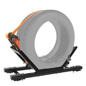 Adjustable Semi Truck Spare Tire Rack - Steel Tire Carrier Mount with Ratchet Strap, Chain & Lock