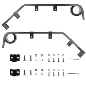 CHDT66 Bar Type Truck Mud Flap Hangers Complete Kit, 3 Coiled, 0.640" Square Steel - Pack of 1 Pair Hanger w/All Mounting Brackets & Hardware (Mud Flap Hangers, 28" Angled Down)