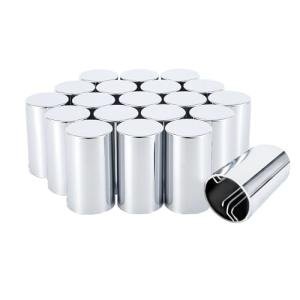 33mm x 3 1/2" Lug Nut Cover ABS Chrome Plastic Cylinder Nut Cover, Push-On fit Hub Piloted Wheels, Complete Axle Cover Kits, Lug Nut Covers for Semi Trucks Trailers, 20 Pack
