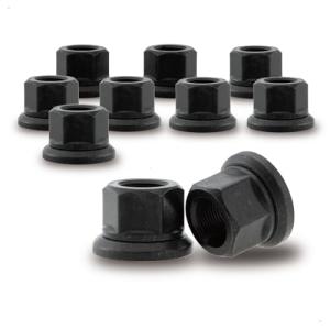 PSGSP Two-Piece Flange Wheel Nuts - M22x1.5 Hex:33mm Black for Heavy Duty Truck, Semi Truck Fit Aluminum or Steel Wheels with Hub Piloted - 10PCS