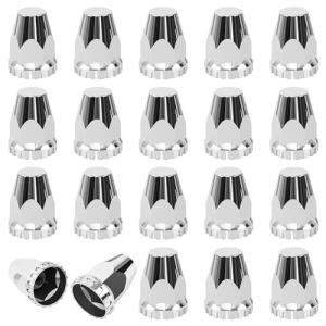 HASAOMOI 33 mm Chrome Lug Nut Covers for Semi Trucks, Thread On with Flange -Screw On ABS Plastic Anti-Rust Flat Top Lug Nut Cover, Pack of 20 Lug Nut Covers
