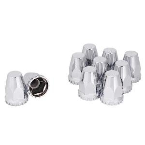 CHDT66 33 mm Chrome Lug Nut Covers for Semi Trucks - Chrome Lug nut Covers - flanged Lug nut Covers Screw on - Height 2-3/4" -semi Lug nut Covers Screw on, Lug Nut Caps Pack of 10