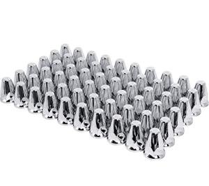 Wadoy 33mm Push On Lug Nut Covers 60 Pack, 33mm X 2-5/8" Plastic Bullet Nut Covers with Chrome Plated Semi Truck Lug Nut Covers