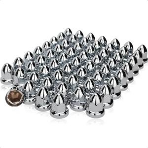 SWIFTHUBCAP 60 Pcs 33mm Lug Nut Covers Push On, Chrome by 2-1/2" Semi Truck Lug Nut Covers ABS Plastic, Anti-Rust, No Loosen & Easy to Install for Semi Trucks and Trailers