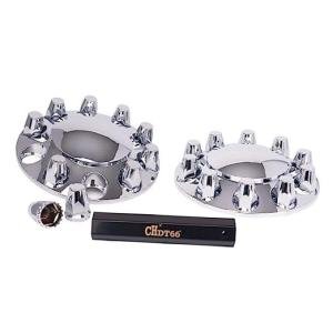Complete Chrome Wheel Cover Set, 33mm Lug Nut Covers for Semi Trucks, 2 Front