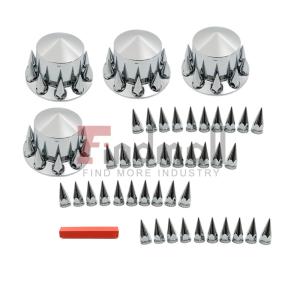 For Semi Truck 33mm Spiked Axle Cover Set Rear Axle Complete Wheel Cover
