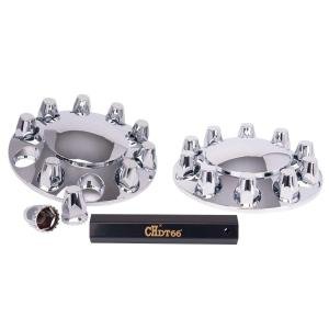 Complete Chrome Wheel Cover Set, 33mm Lug Nut Covers for Semi Trucks, 2 Front...