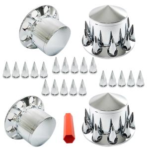 33mm Spiked Axle Cover Set Chrome Rear Axle Complete Wheel Cover For Semi Truck