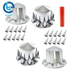 33mm Spiked Axle Cover Set Chrome Rear Axle Complete Wheel Cover For Semi Truck