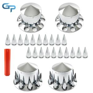33mm Spiked Axle Cover Set Chrome Rear Axle Complete Wheel Cover For Semi Truck