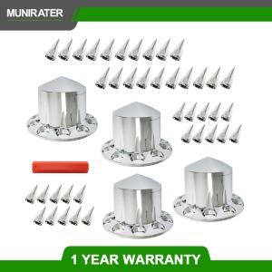 33 mm Spiked Axle Cover Set Chrome Rear Axle Complete Wheel for Semi Truck