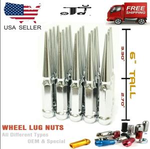 32Pcs Chrome 6" Tall M14x1.5 XL Spike Lug Nut+Key Fit Ford F250 F350 Super Duty