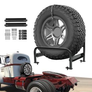 Powder Coated Adjustable Semi Truck Tire Rack Spare Tire Carrier W/Hardware