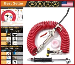 Heavy Duty Air Blow Gun Kit for Semi Truck - 30FT Coil & Dual Tire Chuck