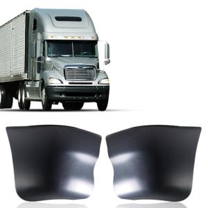 Black Freightliner Columbia Corner Cover Replacement Bumpers - Pair Set for 2002-2011 Semi Trucks - Driver Left Side LHD, Passenger Right Side RHD