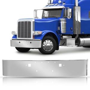 Stainless Steel Texas Bumper W/Boxed Ends, Mounting & Tow Holes Fit for Peterbilt 389 Semi Truck