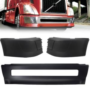 TORQUE Corner Bumpers Set (w/out Fog Light Holes) w/out Chrome Bumper Trim Front Center Bumper Replaces 2004-2015 Volvo VNL Semi Trucks Driver Left Side LHD Passenger Right Side RHD (TR058,TRB201400B)