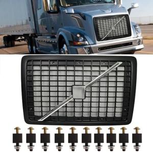 ZUVELLO Front Grille with Bug Screen and Strip Fit For 2004-2017 Volvo VNL Generation 2 Semi Trucks Replace 20505759