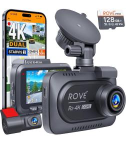 Rove Dash Cam R2-4K DUAL Dash Cam Front and Rear, STARVIS 2 Sensor, 128gb Card