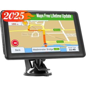 LOVPOI GPS Navigator for Car Truck, GPS Commercial Drivers 2025 Trucker GPS for Semi Truck with 7 in GPS Navigation Systems(Map Free Lifetime Updates), Voice Assist, Speed Limit Warnings
