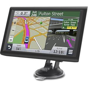 GPS Navigator for Car Truck RV, 9 ” Trucker GPS for Semi Truck 2025 Map, Real Voice Spoken Turn-by-Turn Direction Reminding Navigation System for Cars, Vehicle GPS with Speed and Red Light Warning