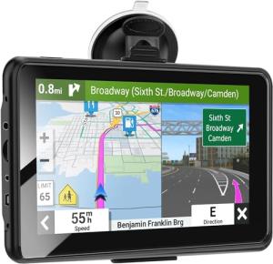 PRO GPS Navigator for Car,RV/Commercial Drivers Semi Truck,2025 16G 7" North America/EU Dual Map,Voice Turn Direction Guidance,Free Lifetime Map Update,Custom Truck Routing