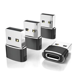 Elebase USB to USB C Adapter 4 Pack,USBC Female to A Male Car Charger,Type C Converter Adaptor for iPhone 16 16e Pro Max,15 14 13 12 11 Plus,Apple Watch iWatch 10 9 8,iPad Air,Samsung Galaxy S25 17 3