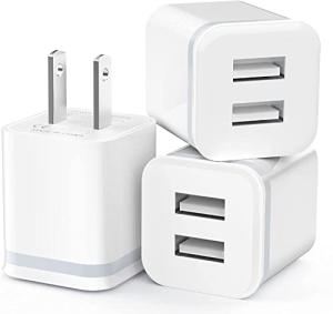 USB Wall Charger, LUOATIP 3-Pack 2.1A 5V Dual Port Cube Power Adapter Plug Block Charging Box Brick for iPhone 13 12 11 Pro Max SE XS XR X 8 7 6 6S Plus, Galaxy, LG, Moto, Android Phones