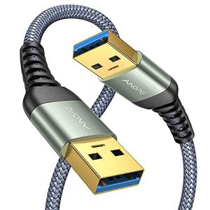 AINOPE USB to USB Cable, USB 3.0 A to A Male to Male Cable [Never Rupture] Double End Type A Cord Compatible with Hard Drive Enclosures, KVM, DVD Player, TV, Laptop Cooler,6.6Ft/Grey