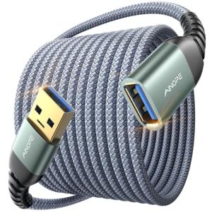 AINOPE USB Extension Cable,USB Extender,USB 3.0 Extension Cable, Male to Female Cord High Data Transfer Compatible with Webcam,USBKeyboard,Flash Drive,Hard Drive,Printer,10FT,Grey