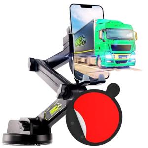 Phone Mount for Truck Phone Holder for Truck - Heavy Duty Super Suction Cup, Mobile Device Holder Dashboard Window 16.9 inch Long Arm & Stable, iPhone & Samsung Compatible, Commercial Trucker, Gray