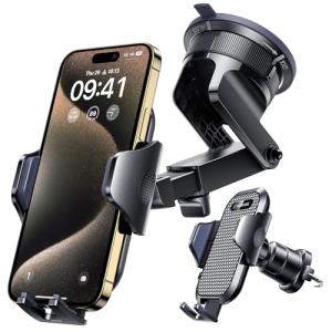 [2025 True Military-Grade] Car Phone Holder VANMASS [Upgraded Strongest Suction & Clip] Cell Phone Mount for Dashboard Windshield Vent,Truck Cradle Stand for iPhone 16 Pro Max 15 14 13 Samsung Android