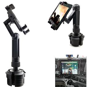 ChargerCity LongNeck Drinks Car Semi Truck Cup Holder Mount for Works w/Tablets & Phones - iPad Pro 12.9 10.5 9.7 Air Mini, Galaxy Tab, iPhone 14 15 16 Pro MAX Galaxy S25 S24 Fold Oneplus Pixel