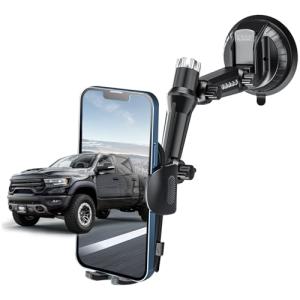 EVEMANT Pickup Truck Phone Holder, Car Phone Holder Mount Heavy Duty, Phone Mount for Truck, Dashboard Windshield, Suction Cup Phone Mount for Video Recording Vlog, 12.6 inch Long Arm, HT0202