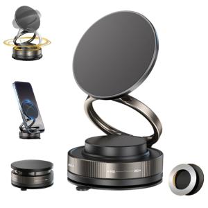 360° Vacuum Magnetic Phone Holder - Suction Cup Car Mount with Foldable Stand