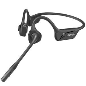 Seflorgo Trucker Bluetooth Headset with DSP Noise Cancelling Microphone, Open Ear Headphones for Calling, Bluetooth 5.3 Wireless Headset with Mute Button for Computer Work, 16H Playtime